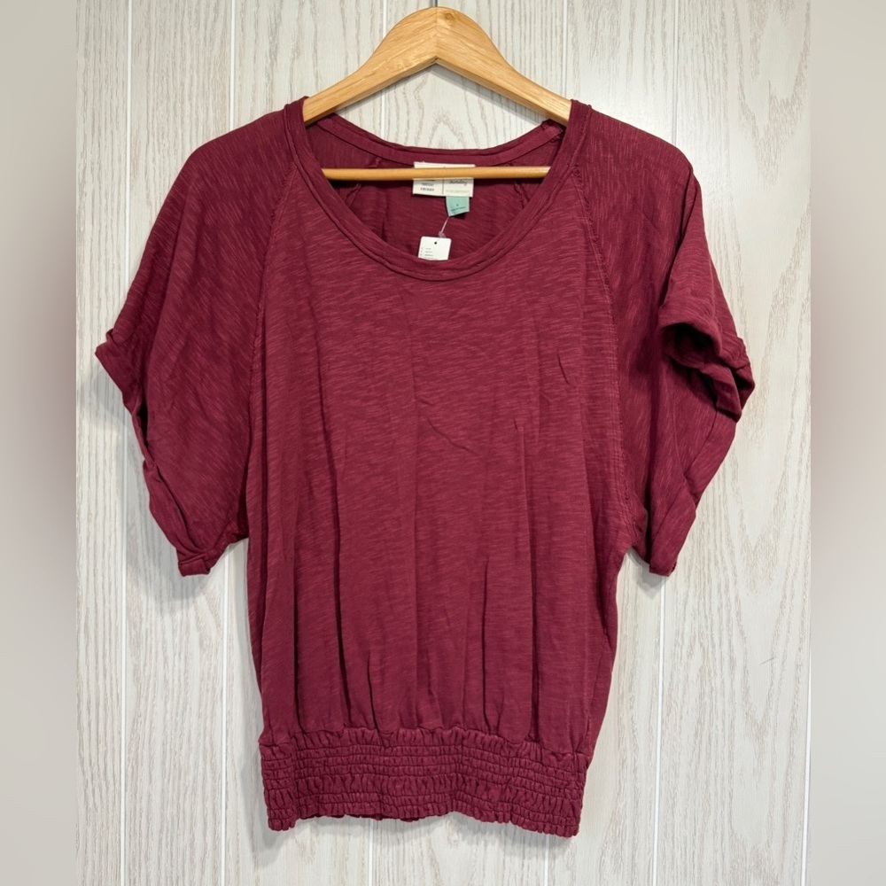 Anthropologie Saturday Sunday Plum Blouson Hem Top Size Small NWT